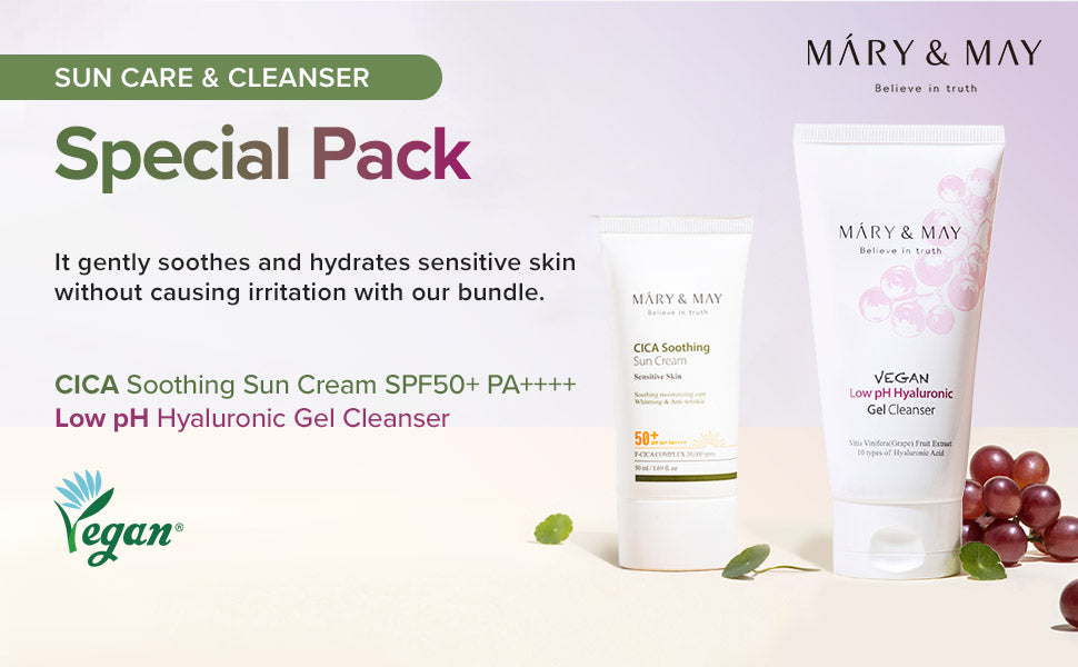 CICA Soothing Sun Cream + Low pH Hyaluronic Gel Cleanser