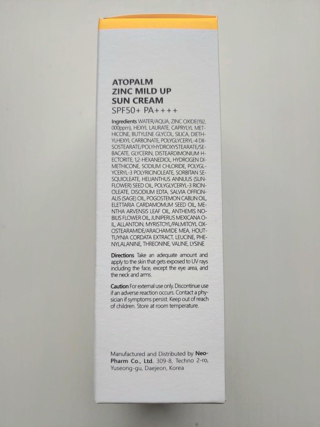 Zinc Mild Up Sun Cream SPF50+ PA++++ 65g