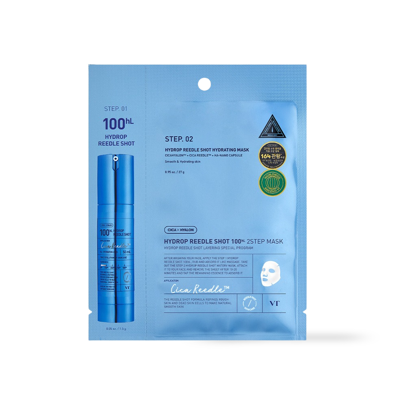[VT Cosmetics] HYDROP Reedles Shot 100hL 2 STEP MASK