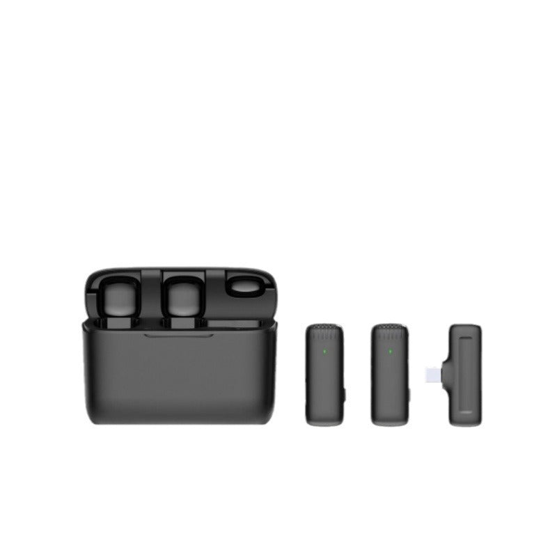 Wireless Lavalier Microphone Set with Charging Case, 1-to-2 2.4G Noise Cancelling Clip-on Mic for Live Broadcast & Streaming