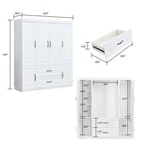 White Solid Wood Wardrobe 74"