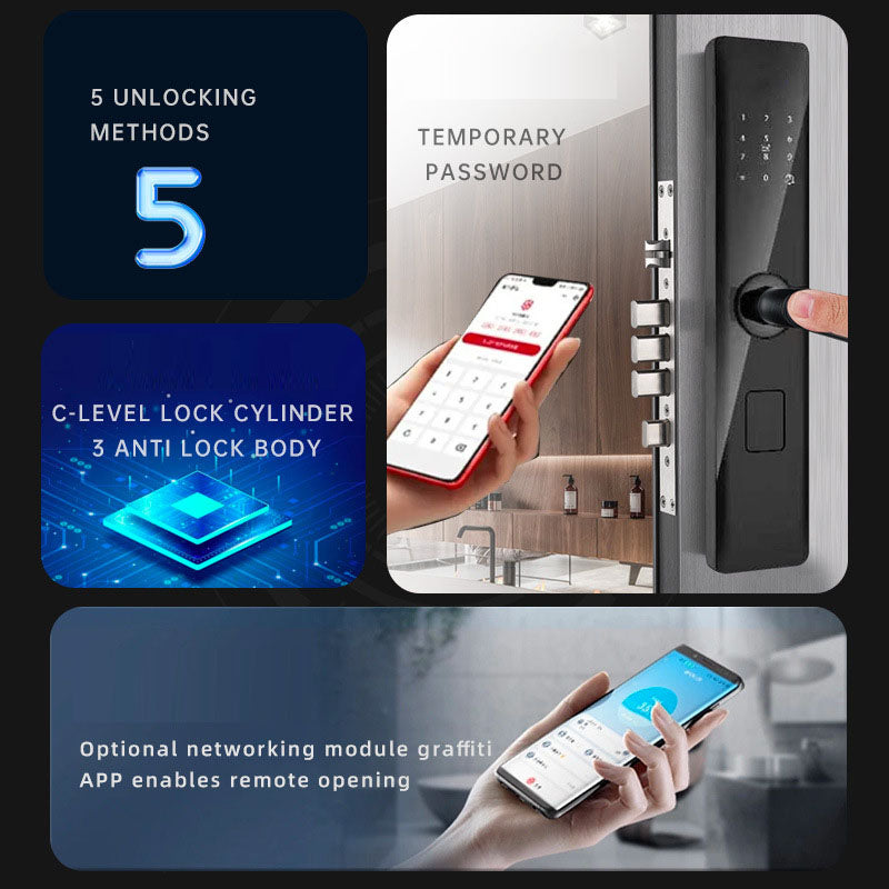 Smart Electronic Fingerprint Door Lock, Keyless Entry Biometric Smart Lock for Home Security