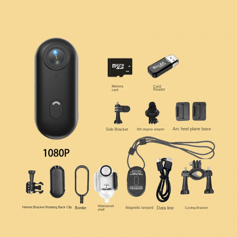 Thumb Bike Camera with Magnetic Back Clip, Mini Sports Action Camera & Thumb Recorder for Cycling, Outdoor Adventure & Pet Monitoring