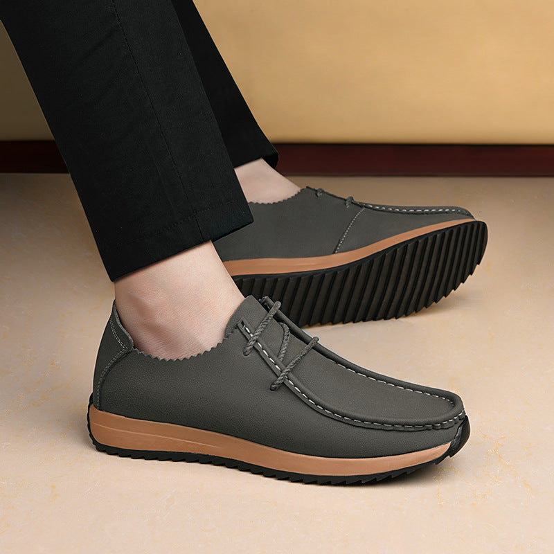 Casual breathable lace up lazy shoes retro leather shoes for men