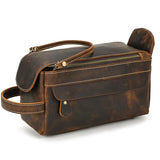Genuine Leather Retro Wash Bag for Men and Women