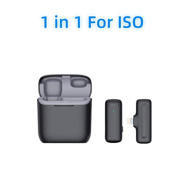 Wireless Lavalier Microphone Set with Charging Case, 1-to-2 2.4G Noise Cancelling Clip-on Mic for Live Broadcast & Streaming