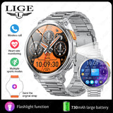 K66 Outdoor Sports Smart Watch with Flashlight for Men, Waterproof Bluetooth Fitness Tracker