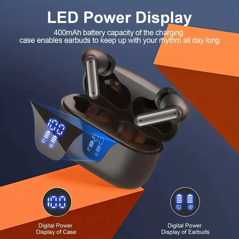 True Wireless Earbuds with 60H Playback and LED Display