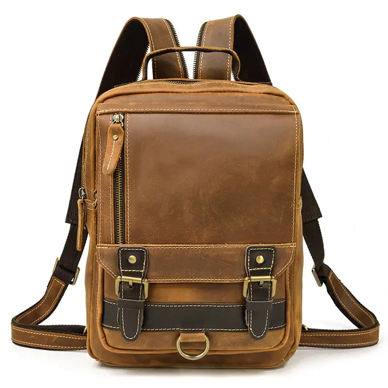 Horse Leather Men's Multifunctional Backpack for Travel