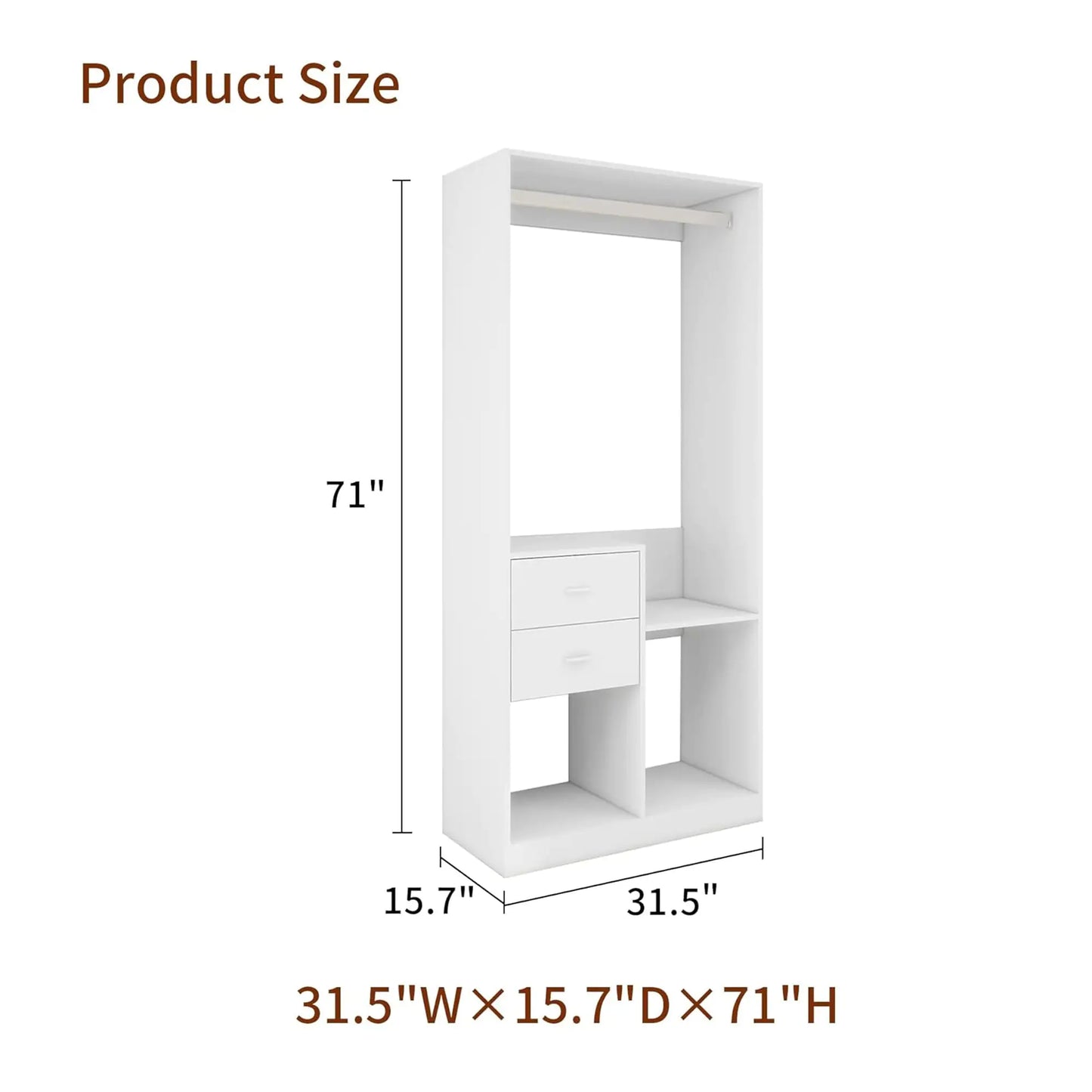 Compact Gray Closet Organizer with Drawers